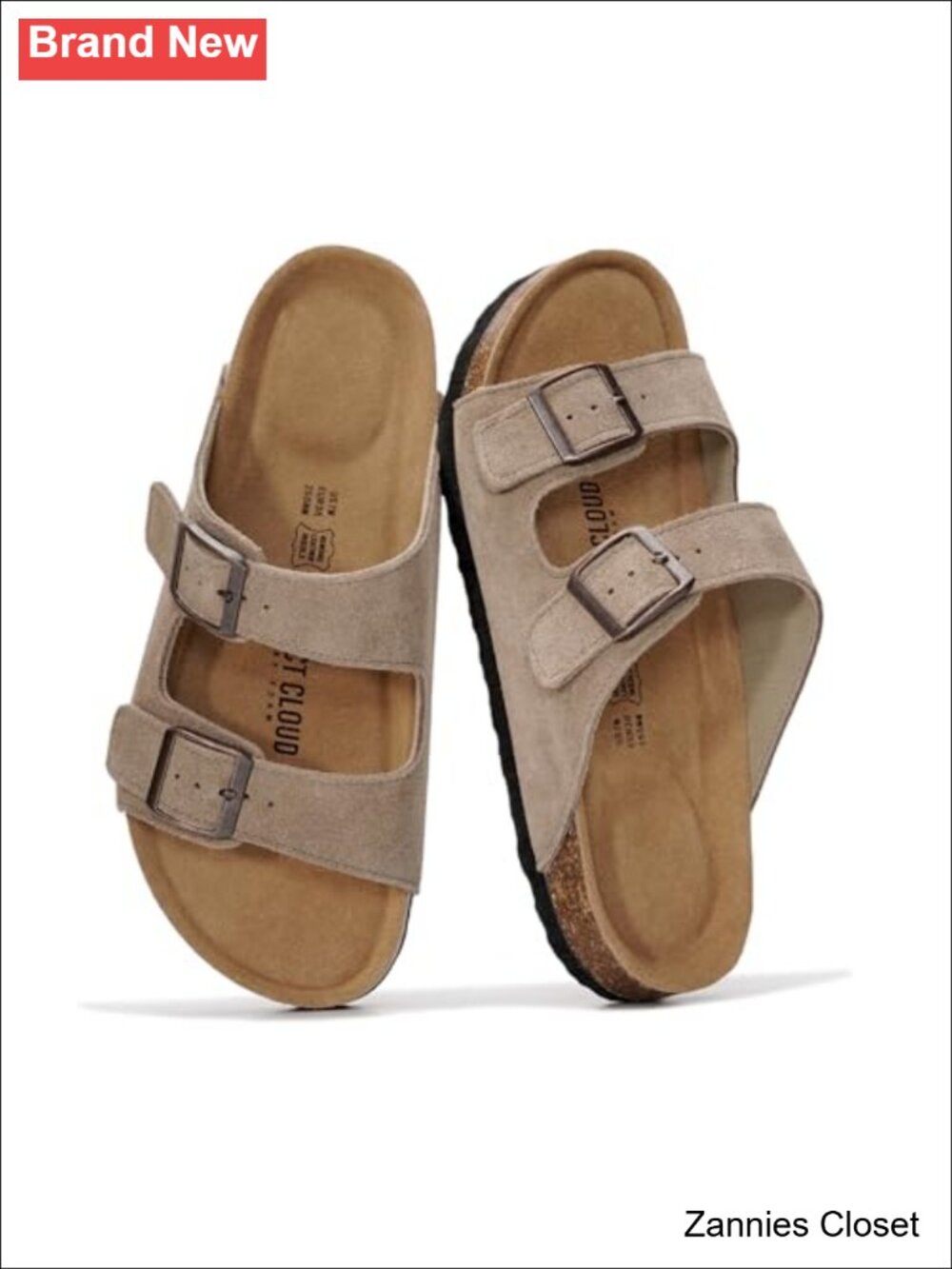 ✨Project Cloud 100% Genuine Leather Women's Slides Sandals Memory Foam Cork